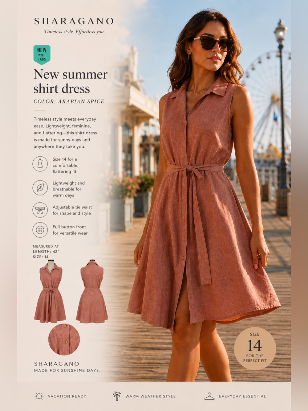 New summer size 14 shirt dress